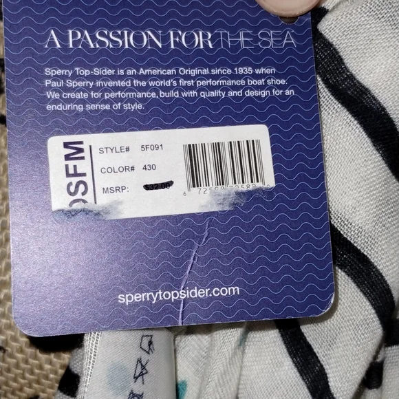 NWT Blue Sperry Lightweight Nautical Scarf, Anchor - Picture 5 of 8